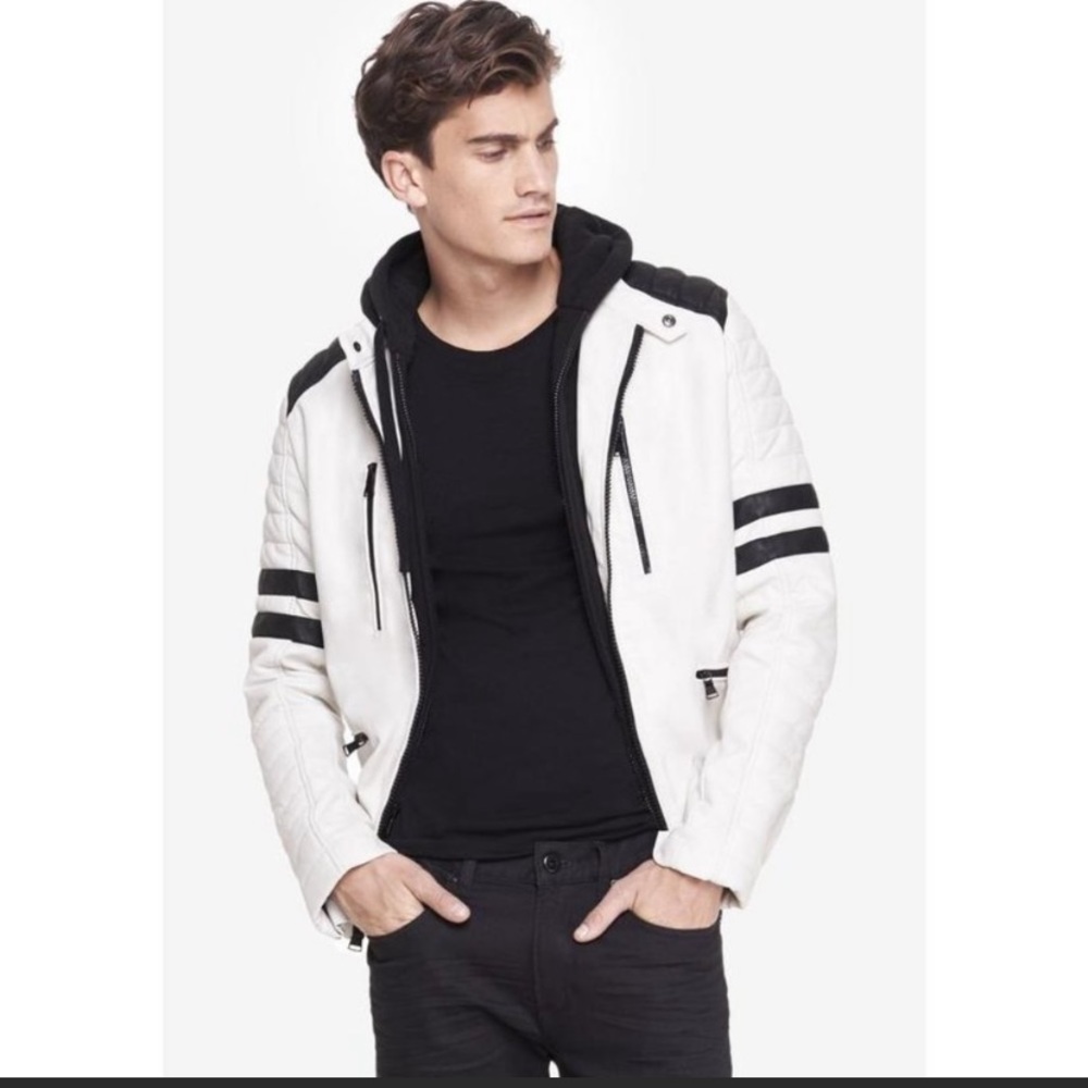 Express Quilted Leather Jacket with a Hood